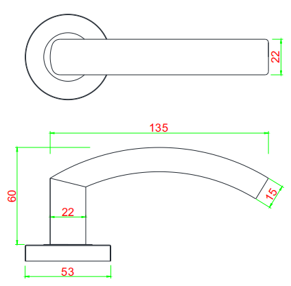 Bedroom Door Stainless Steel Solid Lever Handle