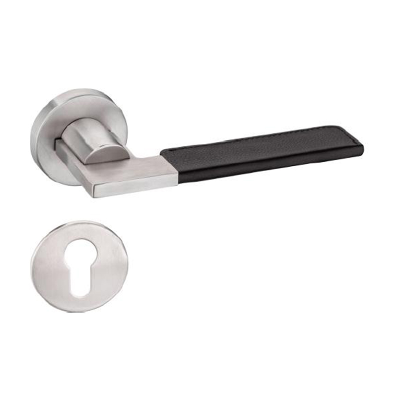 black leather lever door handle
