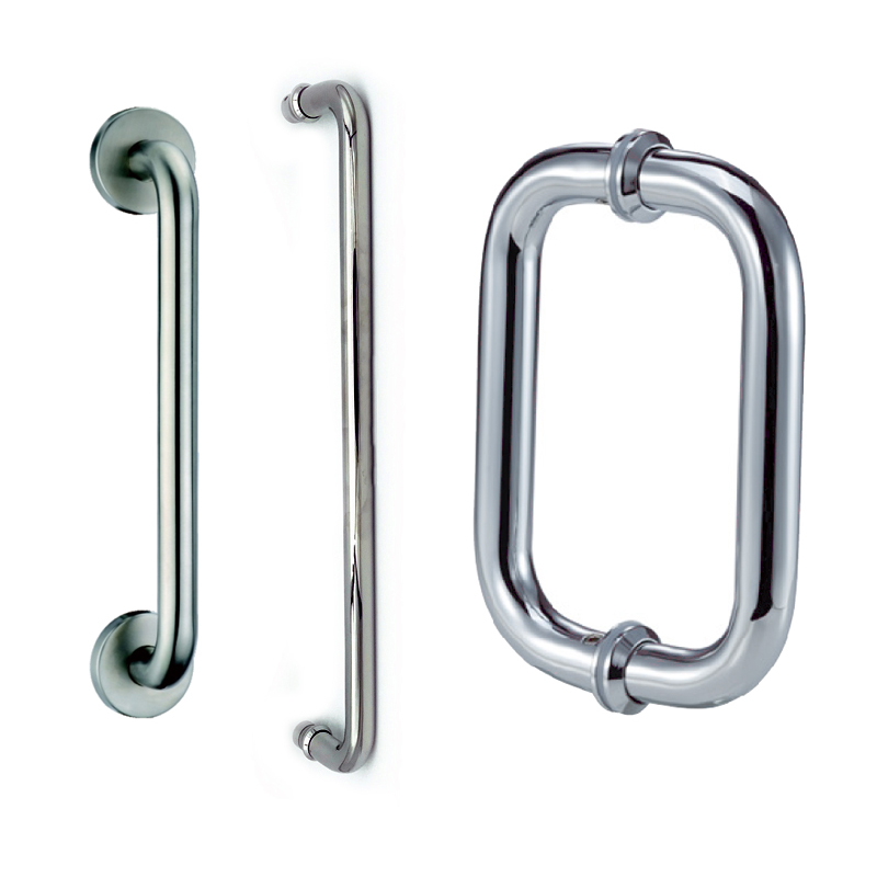 stainless steel offset trapezoidal 45 degree long pull door handle